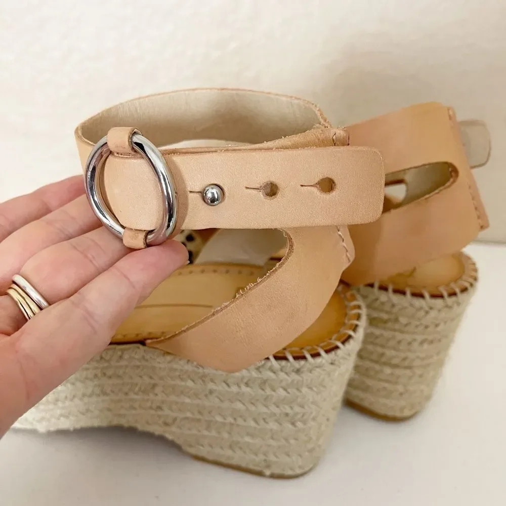 Dolce Vita Lesly Leopard Calf Hair Espadrille Wedges Size 9